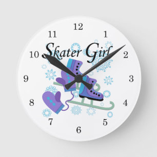 Skater Girl Round Clock