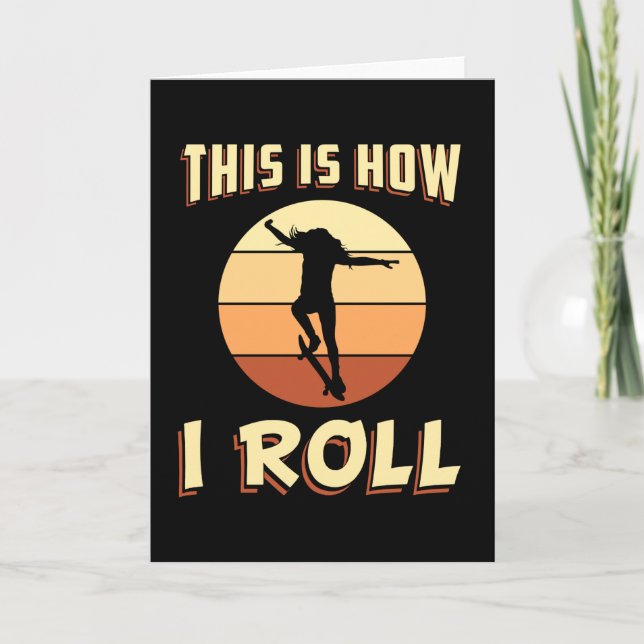 Skater Girl Sk8 Skateboard Skating Retro Gift Idea Card (Front)