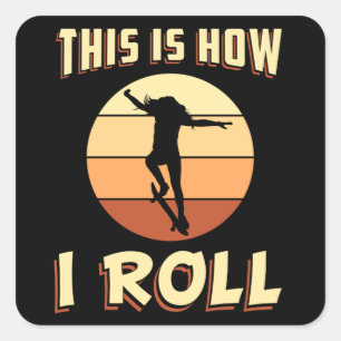 Skater Girl Sk8 Skateboard Skating Retro Gift Idea Square Sticker