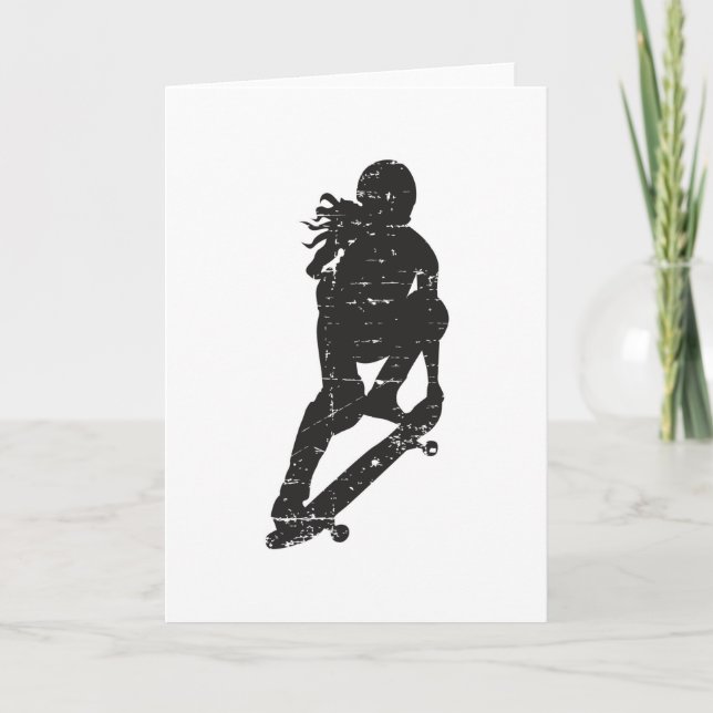 Skater Girl Skateboard Sk8 Skating Funny Gift Idea Card (Front)