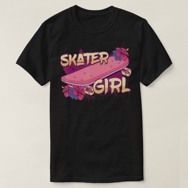 Skater Girl Skateboard Skateboarding  T-Shirt (Design Front)