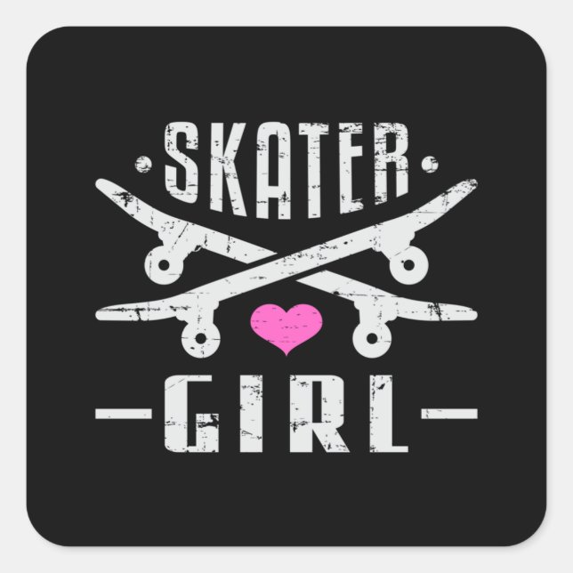 Skater Girl Skateboard Skating Sk8 Skate Gift Idea Square Sticker (Front)