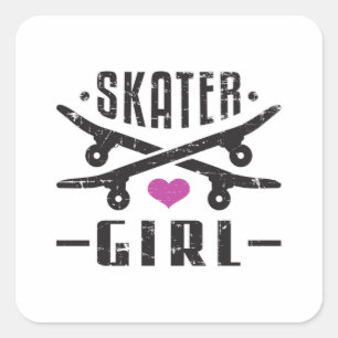 Skater Girl Skateboard Skating Sk8 Skate Gift Square Sticker