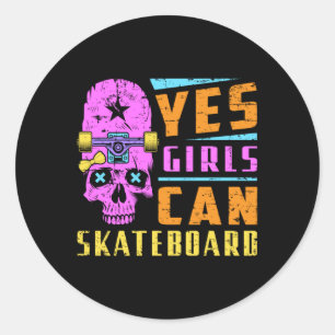 Skater Girl Skateboard Skating Skate Sk8 Gift Idea Classic Round Sticker