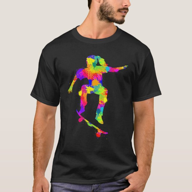Skater Girl Skateboarder Girl Skateboarding T-Shirt (Front)