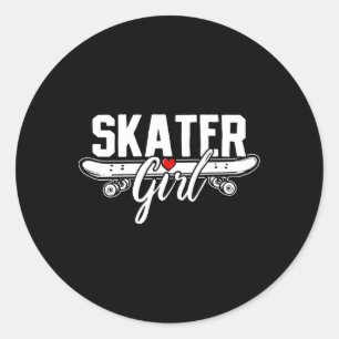 Skater Girl Skateboarding Skateboarder Skateboard Classic Round Sticker
