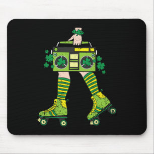 Skater Girl St Patricks Day Roller Skate Shamrock  Mouse Mat