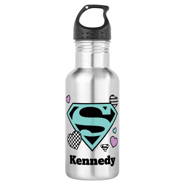 Skater Girl Supergirl Hearts S-Shield 532 Ml Water Bottle (Front)