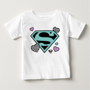 Skater Girl Supergirl Hearts S-Shield Baby T-Shirt