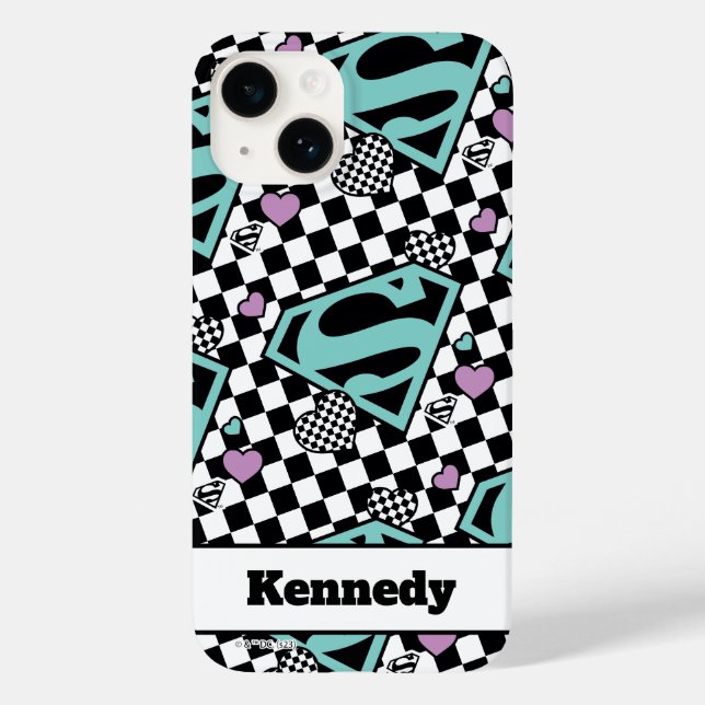 Skater Girl Supergirl Hearts S-Shield Case-Mate iPhone Case (Back)