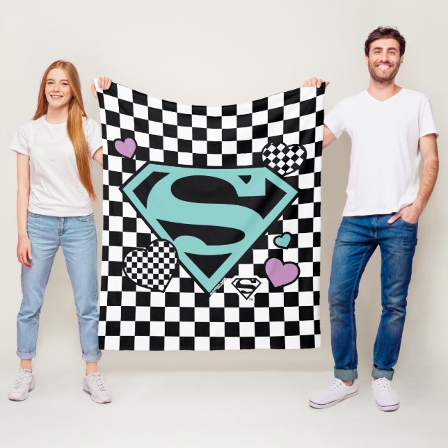 Skater Girl Supergirl Hearts S-Shield Fleece Blanket (In Situ)