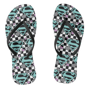 Skater Girl Supergirl Hearts S-Shield Flip Flops