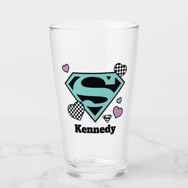 Skater Girl Supergirl Hearts S-Shield Glass (Front)