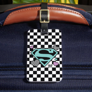 Skater Girl Supergirl Hearts S-Shield Luggage Tag