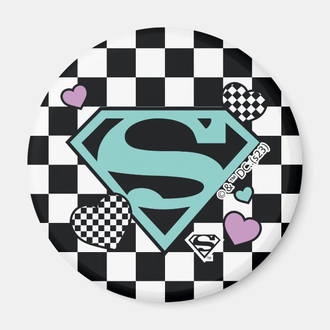 Skater Girl Supergirl Hearts S-Shield Magnet (Front)