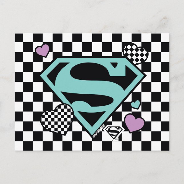 Skater Girl Supergirl Hearts S-Shield Postcard (Front)
