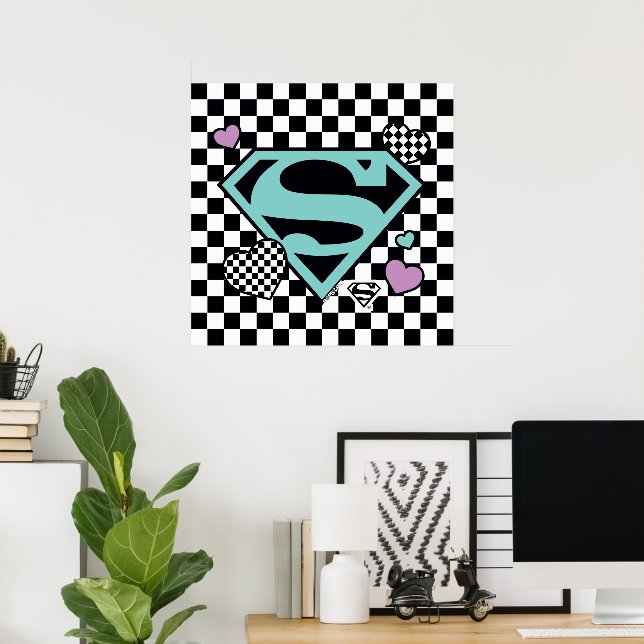 Skater Girl Supergirl Hearts S-Shield Poster (Home Office)