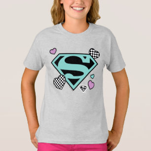 Skater Girl Supergirl Hearts S-Shield T-Shirt