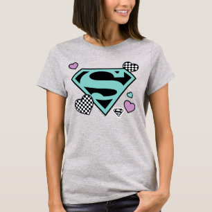 Skater Girl Supergirl Hearts S-Shield T-Shirt