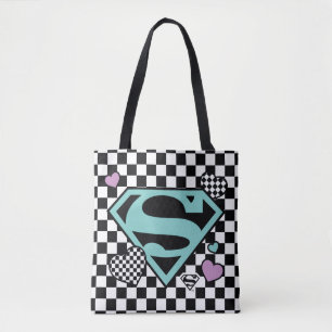 Skater Girl Supergirl Hearts S-Shield Tote Bag