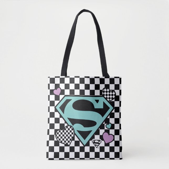 Skater Girl Supergirl Hearts S-Shield Tote Bag (Front)