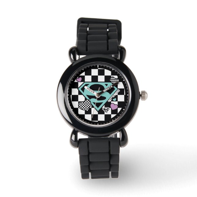 Skater Girl Supergirl Hearts S-Shield Watch (Front)