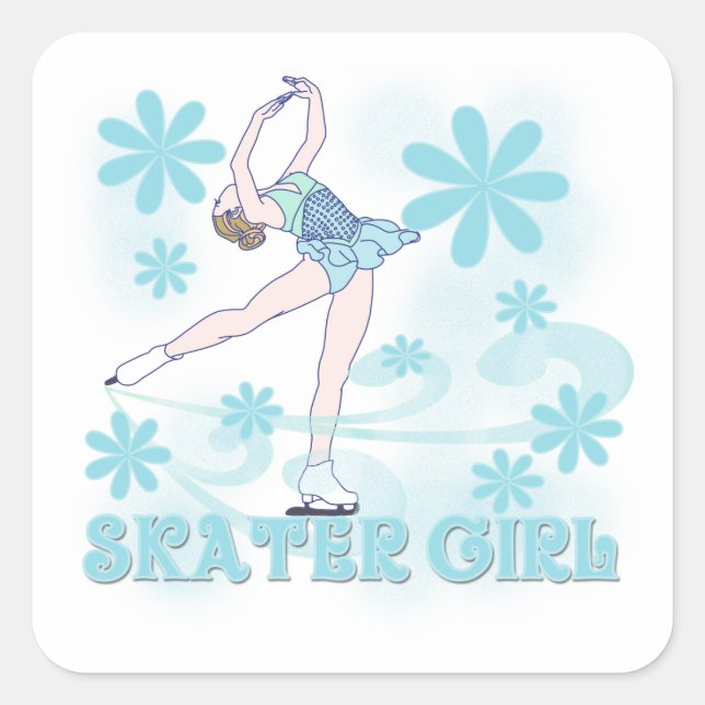 Skater Girl Tshirts and Gifts Square Sticker (Front)