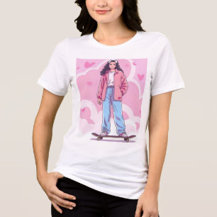 Skater Girl Vibes – Pastel Aesthetic Collage Tri-Blend Shirt