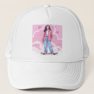 Skater Girl Vibes – Pastel Aesthetic Collage Trucker Hat