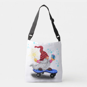 Skater Gnome Christmas Crossbody Bag