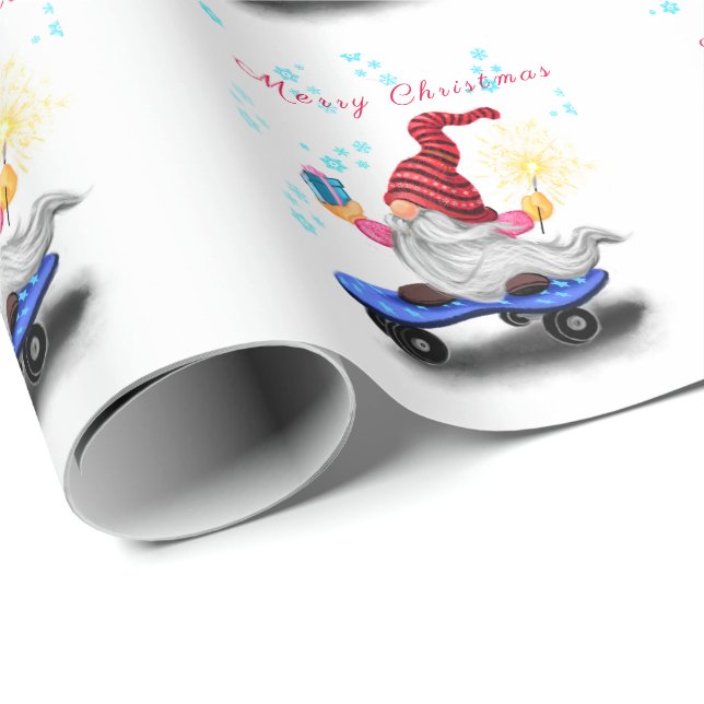 Skater Gnome with Gift Wrapping Paper (Roll Corner)