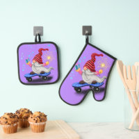 Skater Gnome with Gifts and Sparkler Christmas