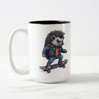 Skater Hedgehog Two-Tone Coffee Mug
