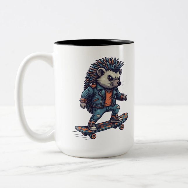 Skater Hedgehog Two-Tone Coffee Mug (Left)