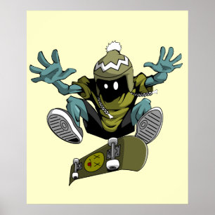Skater kickflip poster