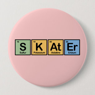 Skater made of Elements 10 Cm Round Badge