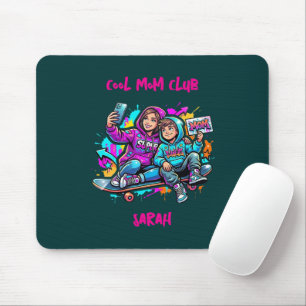 Skater Mum & Son Graffiti Dark Teal Mousepa Mouse Mat