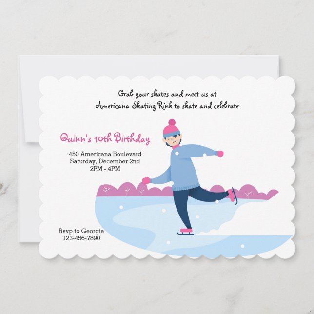 Skater On The Ice Party Invitation (Front)