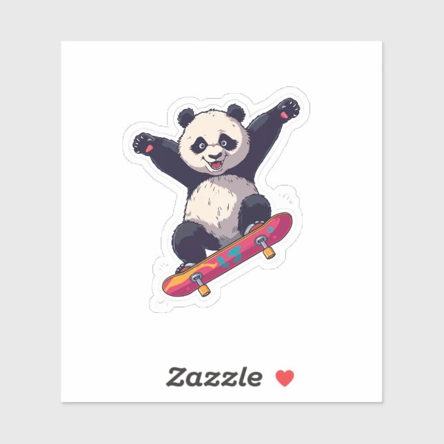 Skater Panda Sticker – Cartoon Decal (Sheet)