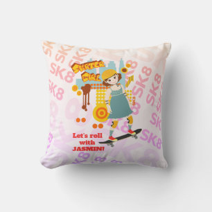 Skater Park Fun Girl Birthday Party Cushion
