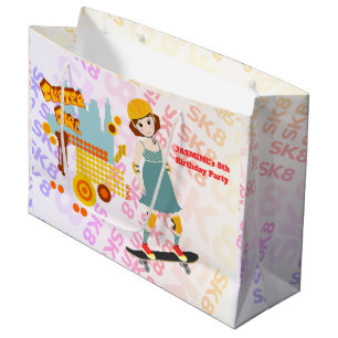 Skater Park Fun Girl Birthday Party Large Gift Bag