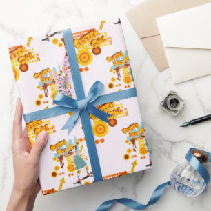 Skater Park Fun Girl Birthday Party Wrapping Paper
