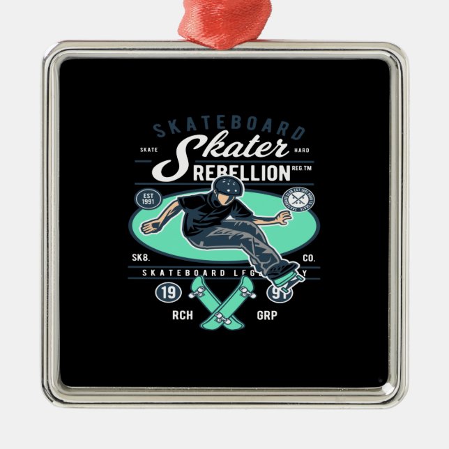 skater rebellion metal tree decoration (Front)