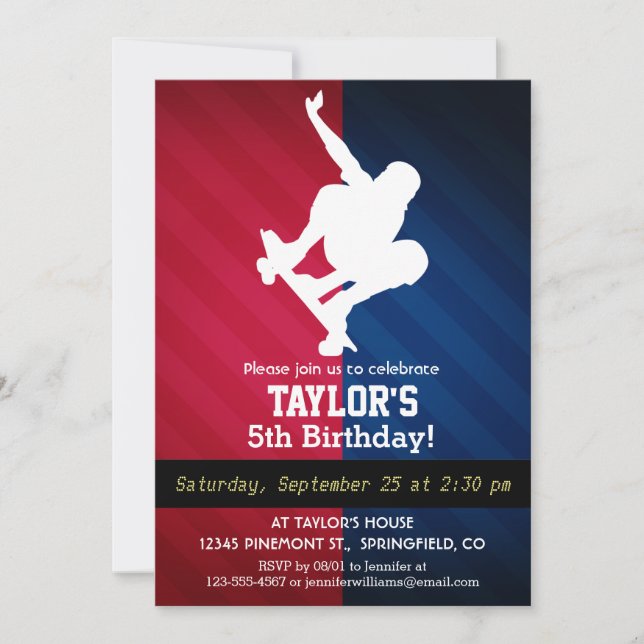 Skater; Red, White, and Blue Invitation (Front)