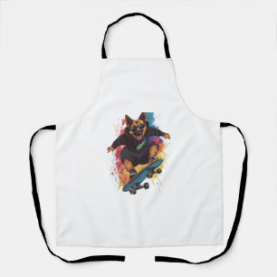 Skater Shepherd � Cool Skateboard Dog Apron