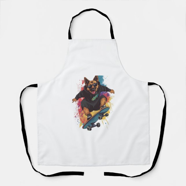 Skater Shepherd � Cool Skateboard Dog Apron (Front)