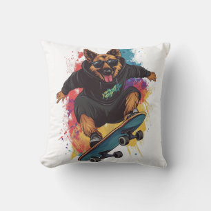 Skater Shepherd � Cool Skateboard Dog Cushion