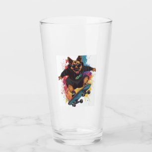 Skater Shepherd � Cool Skateboard Dog Glass