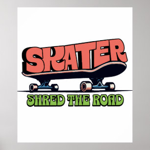 Skater Shred the Road – Retro 70s Skateboarding  Poster
