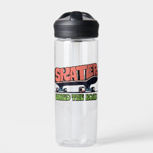 Skater Shred the Road – Retro 70s Skateboarding Water Bottle